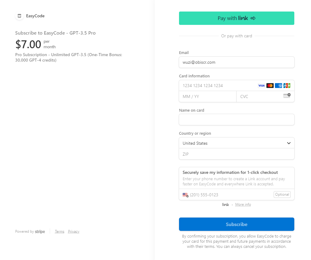 Subscribe GPT-3.5-Pro