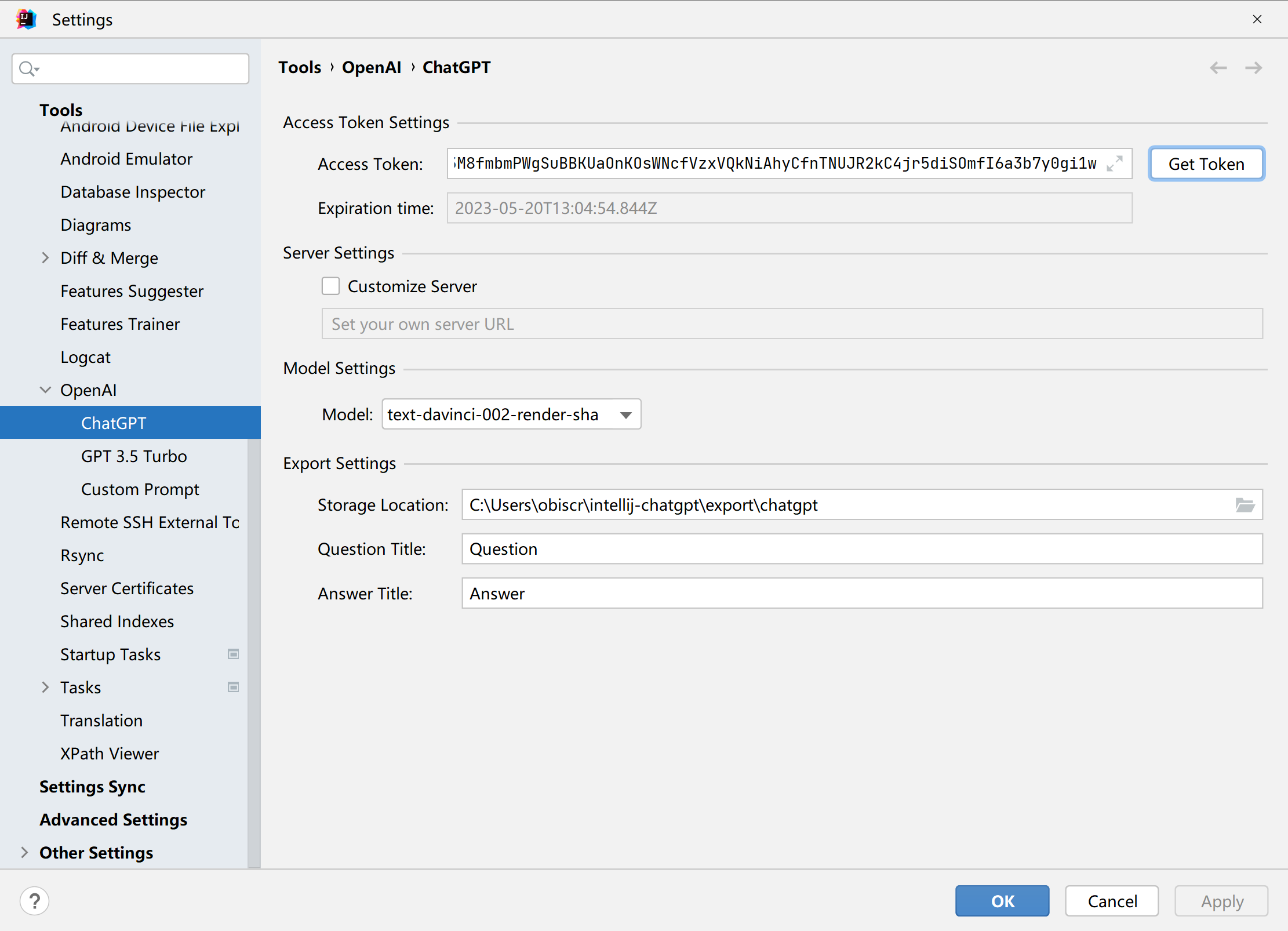 ChatGPT 设置 - EasyCode Docs